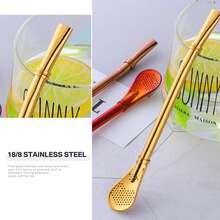 1pc 304 Stainless Steel Filter Straw Spoon, Suitable For Daily Use - Gold - View 7