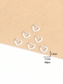 60 件不锈钢可爱镂空心形 DIY 吊坠