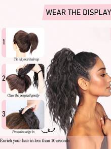 18英寸黑色爪夾馬尾掛件,多層長長蓬鬆厚重波浪捲髮掛件,天然柔軟合成髮料女性日常使用適用 - 黑色 - 查看 8