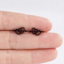 1 對時尚不鏽鋼箭頭心型耳環適合女士日常佩戴