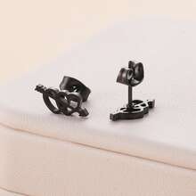 1 對時尚不鏽鋼箭頭心型耳環適合女士日常佩戴