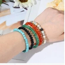 1入手工製作8mm彈性珠寶半寶石手鍊,治療水晶手鍊,男女皆可的休閒珠寶,節日禮物 - 手鍊 - 查看 8