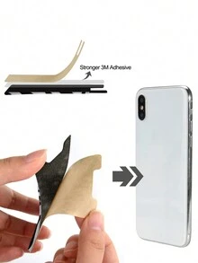 1pc Double-layer Lycra Phone Card Holder, Multifunctional Credit Card & Coin Organizer Case, Self-adhesive Leopard Print Phone Card Sticker - Black and White - View 3