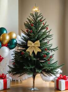 1 cái Phụ kiện trang trí tiệc theo chủ đề Giáng sinh, Đồ trang trí cây thông Noel, Nơ vàng, Giá treo, Giáng sinh - Vàng - Xem 3