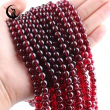 1 Hilo Cuentas Sueltas Redondas De 6/8/10mm De Cristal De Piedra Natural De Granate Y Calcedonia, Nunca Se Desvanecen, Para Hacer Brazaletes Y Collares Diy