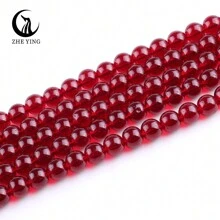1 Hilo Cuentas Sueltas Redondas De 6/8/10mm De Cristal De Piedra Natural De Granate Y Calcedonia, Nunca Se Desvanecen, Para Hacer Brazaletes Y Collares Diy