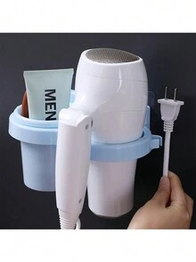 1 件吹風機支架壁掛式免鑽孔浴室收納架附吹風機掛鉤