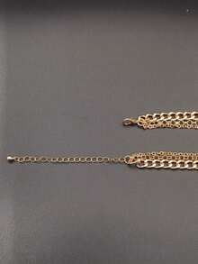 1個和鑽石裝飾的鏈子項鍊,適合女性日常穿著 - 金色 - 查看 8