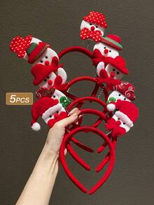 5入組女士可愛的聖誕雪人布質頭箍
