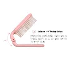 1pc Blue Portable Folding Soft Bristle Hair Comb - Blue - View 3