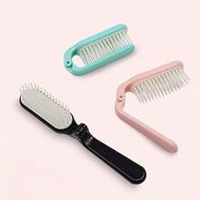 1pc Blue Portable Folding Soft Bristle Hair Comb - Blue - View 6