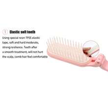 1pc Blue Portable Folding Soft Bristle Hair Comb - Blue - View 2