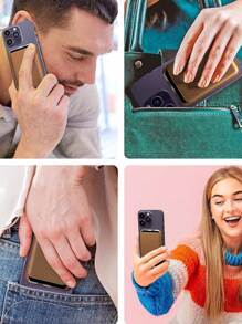 現貨 磁吸手機背夾卡套id卡套磁卡皮夾可以兼容蘋果magsafe系列 也可以兼容iPhone 11 12 13 Mini Pro Max - 棕色 - 查看 6