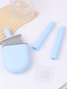 1pc Silicone Toiler Brush Set With Wall Mount Holder For Deep Cleaning Without Blind Spot - Blue - View 7