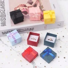 Juego De 12 Cajas De Joyería Cuadradas Con Lazo, Simple Paquete De Exhibición De Joyería - Multicolor - Ver 1