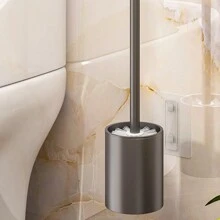 浴室馬桶清潔用鋁合金無需鑽孔膠粘支架的馬桶刷套裝