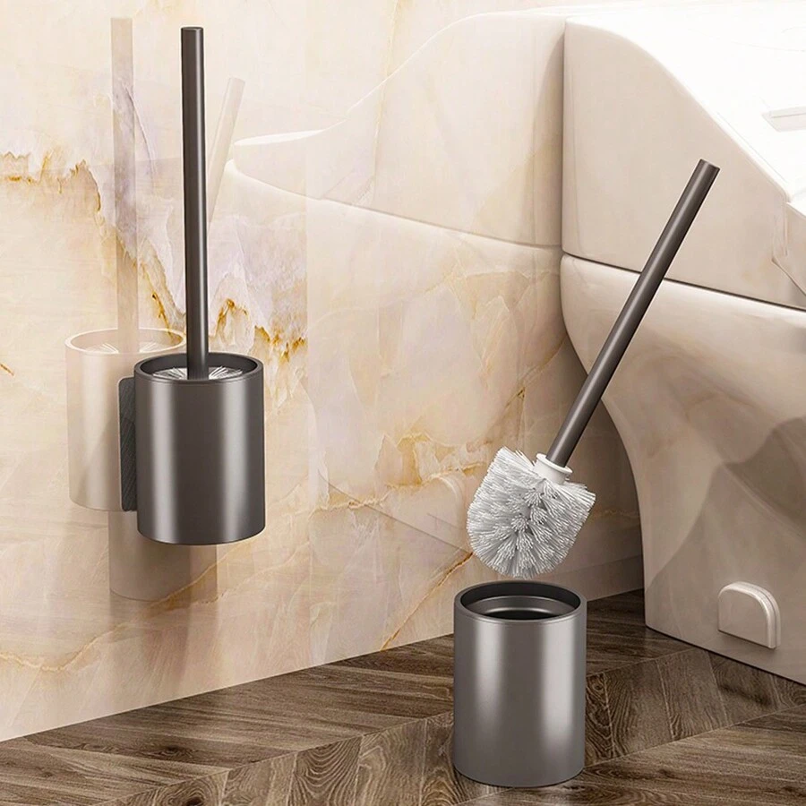 浴室馬桶清潔用鋁合金無需鑽孔膠粘支架的馬桶刷套裝