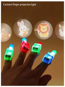 1pc Novelty & Cool Led Anti-stress Light, Cartoon Projection Finger Light With Multiple Patterns, Toys - Multicolor - View 3