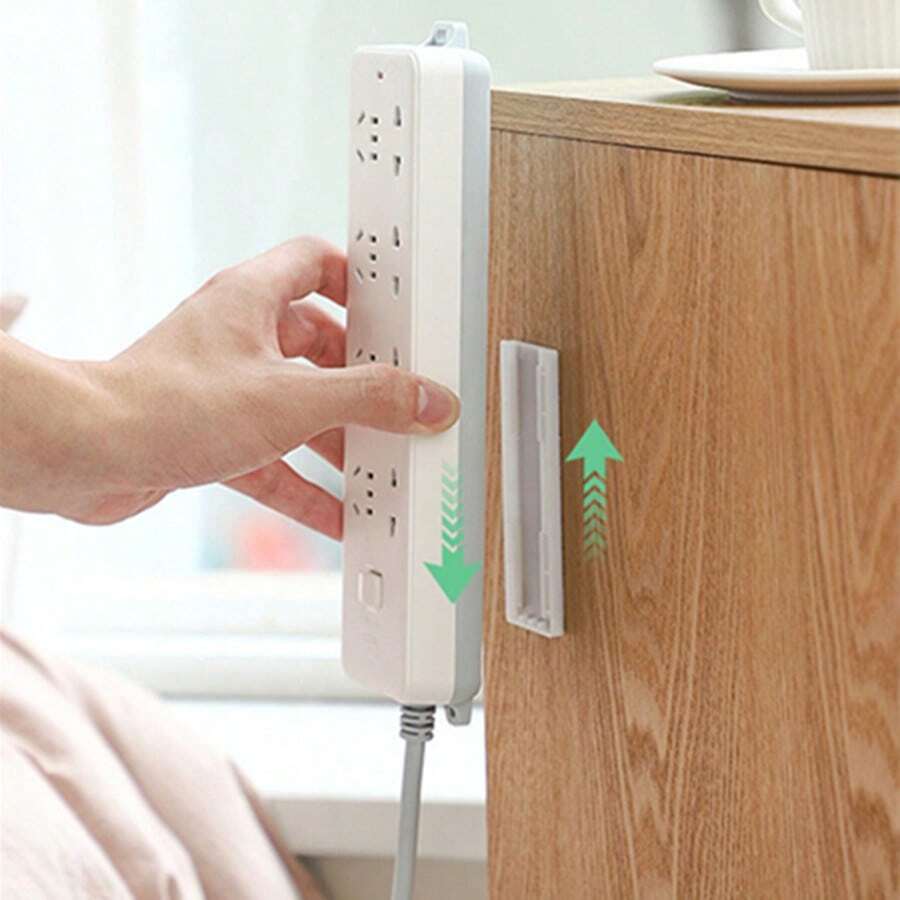 1套塑料插座固定器,家用壁掛式插座收納盒,無需穿孔插座牆貼 - 白色 - 查看 1