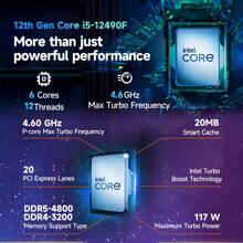 Intel Core I5-12490f 12代核心處理器,6核心12線程遊戲桌面cpu處理器,不帶散熱器風扇,適用於桌面愛好者pc電腦 - 銀色 - 查看 2
