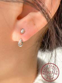 FOREVER QUEEN 925 純銀女士小耳環，水滴可拆卸和堆疊系列女士和男士耳環，珠寶禮品盒包裝