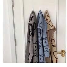 1條熊印花針織圍巾夫婦冬季短款保暖圍巾,男女、女孩通用,最佳冬季禮物 - 淺藍色 - 查看 5