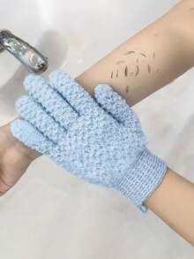 Blue Single Deep Exfoliating Bath Glove - Blue - View 3