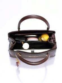 Fashionable Large Capacity Shoulder & Handheld Bag - Coffee Brown - View 5