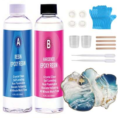 240ml 1:1 环氧树脂套装，AB 胶，适用于 DIY 珠宝、工艺品、透明硬质铸造树脂固化剂、抗黄变、低气泡