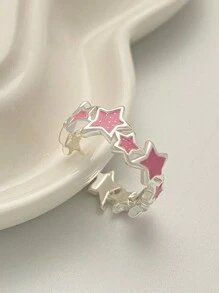 1 Miếng Y2K Mới Thời trang đơn giản & Linh hoạt Đầy màu sắc Hình ngôi sao Trang trí Nhẫn Thích hợp Đối với Của phụ nữ Mặc hàng ngày - Hồng - Xem 4