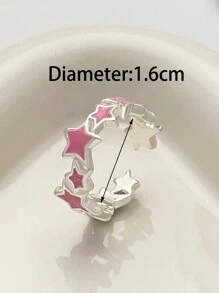 1 Miếng Y2K Mới Thời trang đơn giản & Linh hoạt Đầy màu sắc Hình ngôi sao Trang trí Nhẫn Thích hợp Đối với Của phụ nữ Mặc hàng ngày - Hồng - Xem 6
