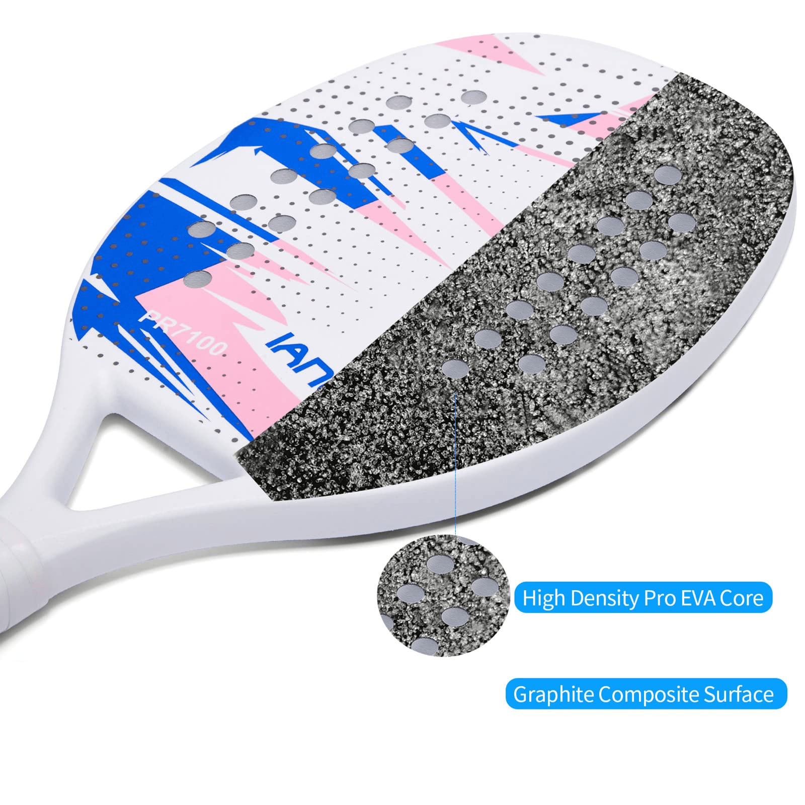 Ianoni Beach Tennis Racket Pr7100 White, Light And Thin, With Carbon ...