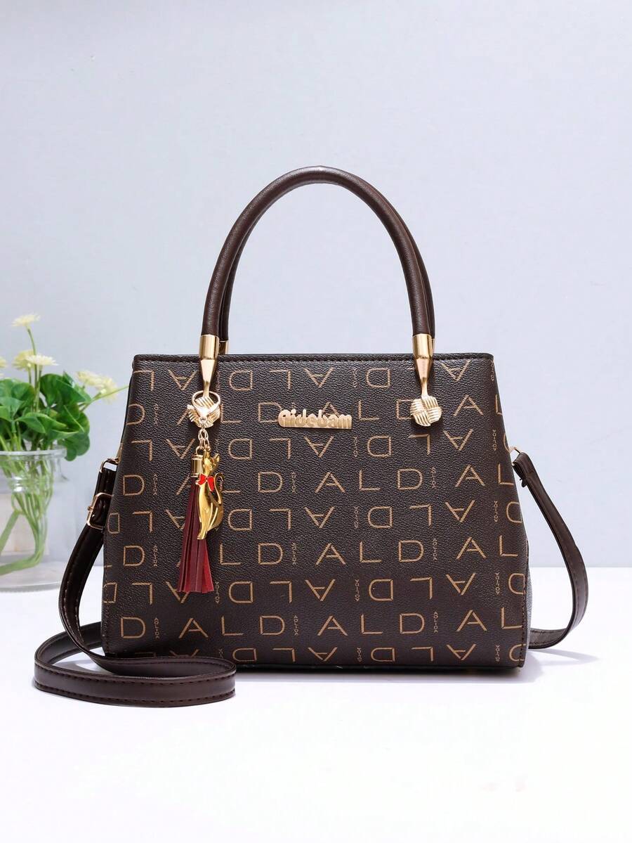 Fashionable Large Capacity Shoulder & Handheld Bag - Coffee Brown - View 1