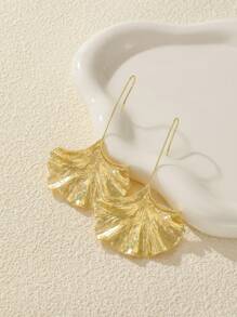 1 Paire De Boucles D'oreilles Pendentifs Créatives Et Chics En Forme De Feuilles De Ginkgo Avec Texture D'écorce D'arbre Pour Un Usage Quotidien Pour Les Femmes