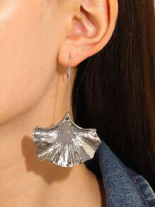 1 Paire De Boucles D'oreilles Pendentifs Créatives Et Chics En Forme De Feuilles De Ginkgo Avec Texture D'écorce D'arbre Pour Un Usage Quotidien Pour Les Femmes