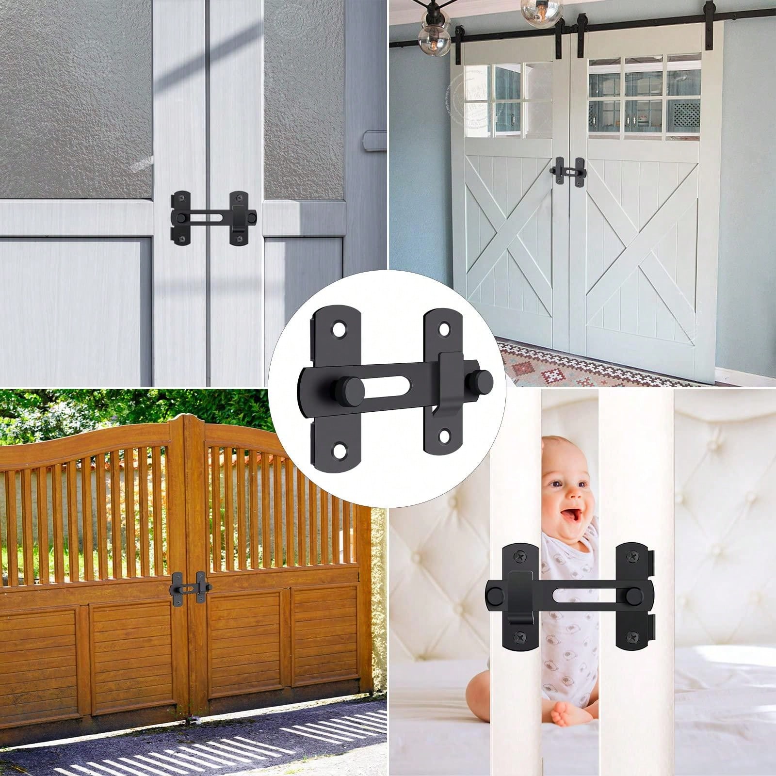 2Packs Barn Door Latches, 2.76" x 1.97" Matte Black Stainless Steel ...
