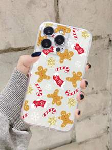 1pc Christmas Candy Cane Design Anti-Fall Print Phone Case Compatible With Apple & Samsung Phones - Multicolor - View 4