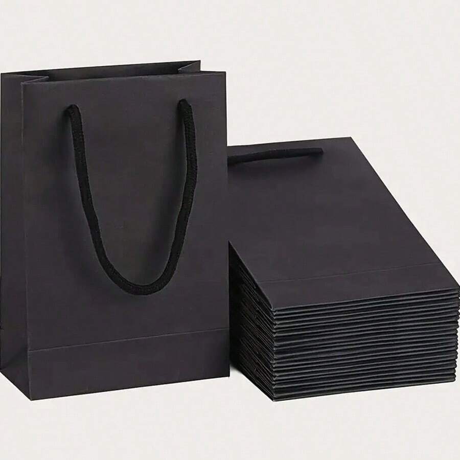 5pcs Jewelry Paper Gift Bags For Cosmetics, Jewelry Packaging & Gift Wrapping - Black - View 1
