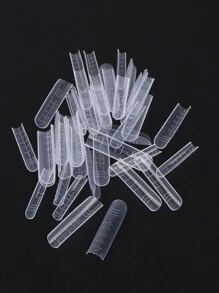 FULL BEAUTY 48 piezas Moldes de uñas en forma de ataúd de doble forma para construcción rápida de gel UV y acrílico, puntas de cobertura completa, herramientas de manicura, suministros para uñas, herramientas para uñas, arte de uñas, de vuelta a la escuela, uñas, herramientas para uñas postizas - transparente - Ver 6