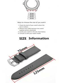 1条男士黑色真皮表带，兼容三星、华为、Amazfit手表，简约运动表带，通用尺寸20mm/22mm，智能手表替换腕带，时尚智能手表表带，兼容三星Galaxy Watch 7/6/5/4（40mm/44mm），手镯式表带配件 - 黑色 - 查看 5