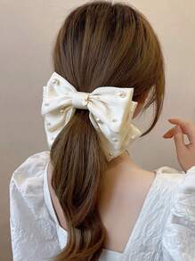 1/2 件优雅珍珠蝴蝶结发夹，女士马尾辫爪夹，发饰发夹发夹
