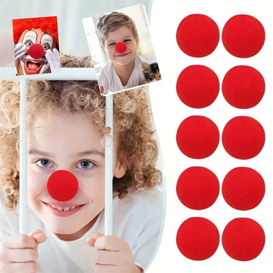 1個紅色小丑鼻子,萬聖節cosplay小丑鼻子,紅色馬戲團小丑鼻子,新奇泡沫小丑鼻子,聖誕裝扮配件馬戲團嘉年華生日派對用品cosplay - 紅色 - 查看 1