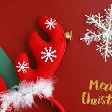 1 băng đô Giáng sinh có thiết kế hình gạc hươu dành cho người lớn và trẻ em, phụ kiện hóa trang, Halloween, trang trí Halloween - gạc lớn màu đỏ - Xem 2