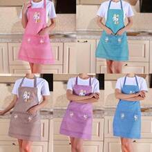 1pc Plaid Rabbit Pattern Apron With Pocket, Adjustable Oil And Stain Resistant Sling Apron, For Chef Gardening Cooking, Baking Flower Shop Painting, Kitchen Supplies - Purple - View 3