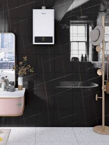 2pcs Black Porcelain Tile Pattern Glossy Marble Sticker For Wall Renovation Decoration, Waterproof, Moisture-proof, Aluminium Plastic Panel Self-adhesive Wall Decal - Black - View 11