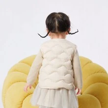 Balabala 嬰兒女童秋冬款前開扣輕暖羽絨背心，白色 - 白色 - 查看 2