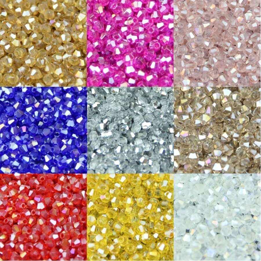 200 chiếc 3MM Hình thoi Hình dạng Nhọn Pha lê trong suốt Hạt AB Màu sắc Hạt lỏng lẻo Để làm đồ trang sức DIY , Óng ánh - 3mm - Xem 1