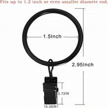 Metal Curtain Rings With Clips, Curtain Clip Hooks, Rust-proof Drapery Hooks For Decorative Rod - Black - View 5