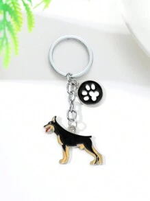1入doberman狗狗鍵匙扣可愛動物卡通寵物吊飾汽車鑰匙扣最好朋友的禮物