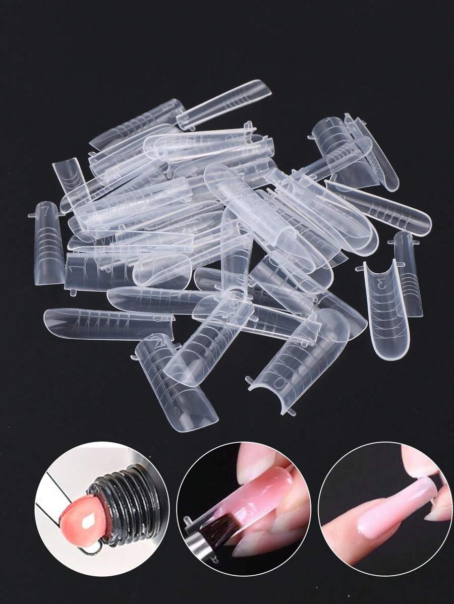 FULL BEAUTY 48 قطعة من أشكال الأظافر الاكريليك الشفافة الكاملة التغطية لتمديد الأظافر، أدوات مانيكير، لوازم الأظافر، أدوات فن الأظافر، عودة إلى المدرسة، أظافر، أدوات الأظافر للأظافر المضغوطة - شفاف - مشاهدة 1